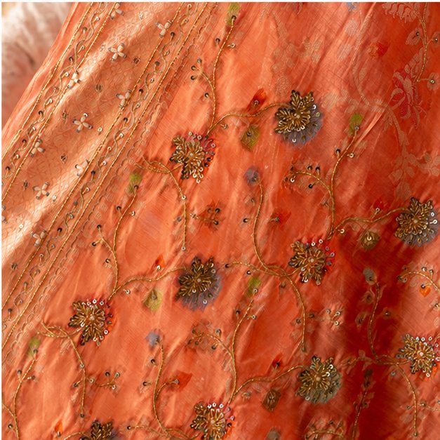 BANARASI HAND WOVEN SAREE WITH HAND EMBROIDERY WORK - View 3