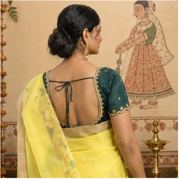 HANDWOVEN COTTON JAMDANI SAREE - View 3