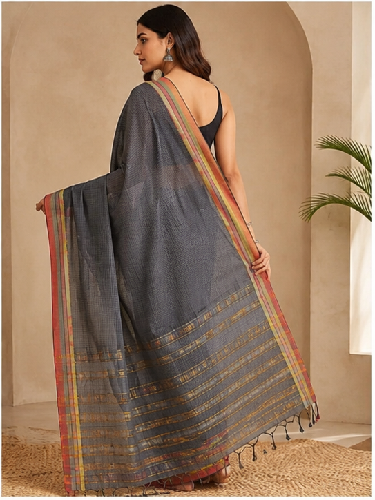 MANGALGIRI SEMI SILK MULTI LAYERED BORDER SAREE - View 11
