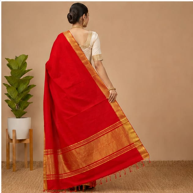 MANGALGIRI / NIZAM BORDER COTTON SAREE - View 10