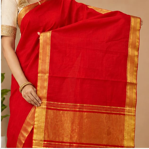 MANGALGIRI / NIZAM BORDER COTTON SAREE - View 12