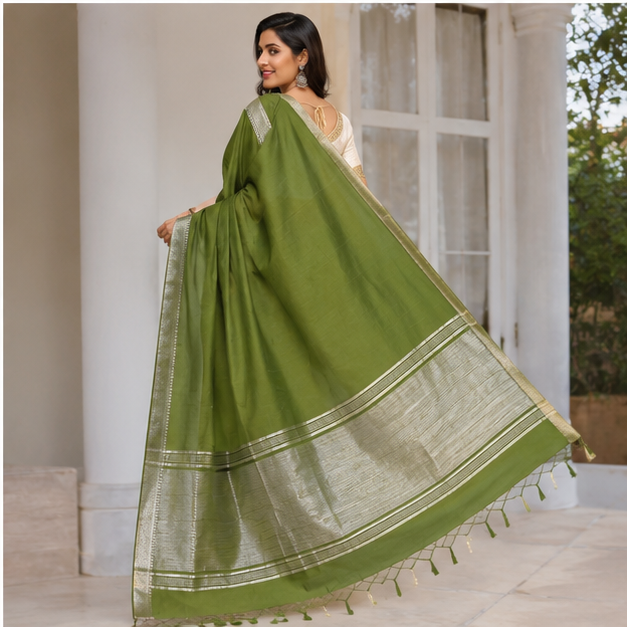 MANGALGIRI / NIZAM BORDER COTTON SAREE - View 16