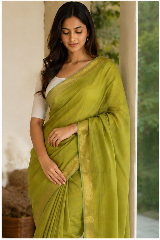 MANGALGIRI / NIZAM BORDER COTTON SAREE - View 47