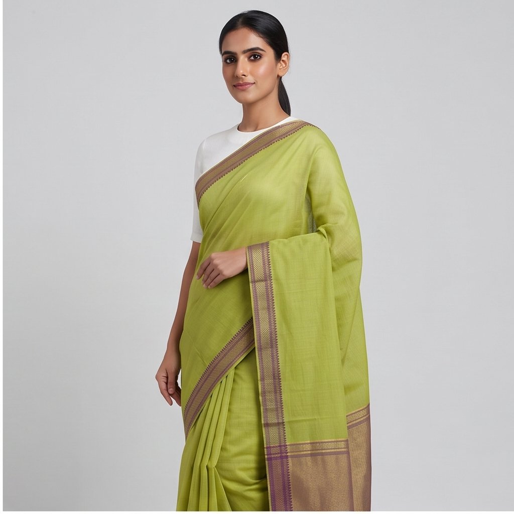 MANGALGIRI NIZAM COTTON BORDER SAREE - View 2