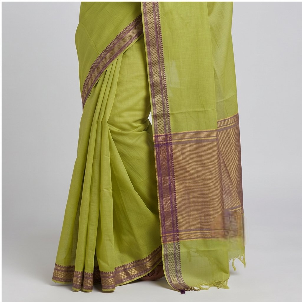 MANGALGIRI NIZAM COTTON BORDER SAREE - View 4