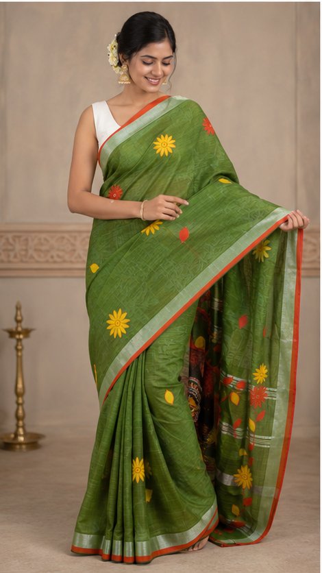 DESIGNER BATIK POSTER ON COTTON SAREE - View 3
