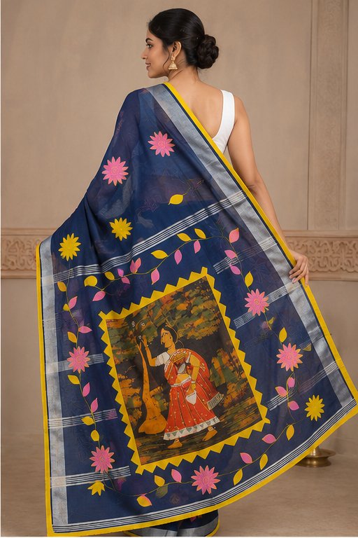 DESIGNER BATIK POSTER ON COTTON SAREE - View 6