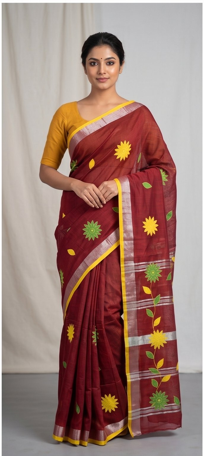 DESIGNER BATIK POSTER ON COTTON SAREE - View 25