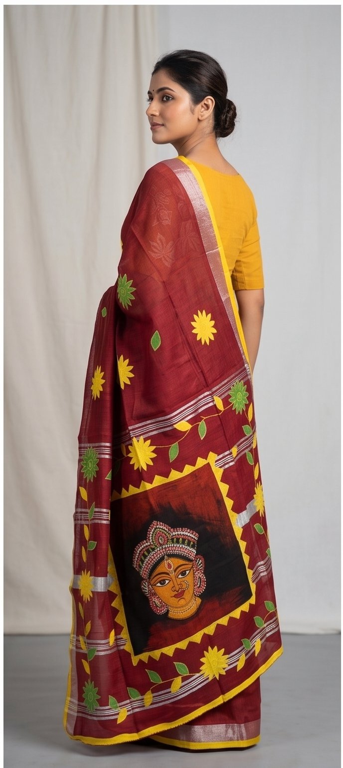 DESIGNER BATIK POSTER ON COTTON SAREE - View 26