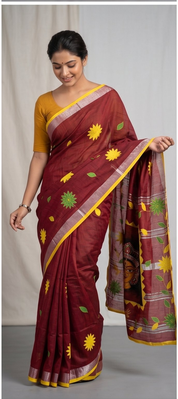 DESIGNER BATIK POSTER ON COTTON SAREE - View 27