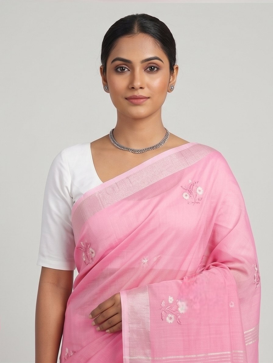 EMBROIDERY ON LINEN SAREE - View 10