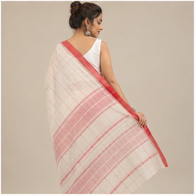 PREMIUM DHANIYAKHALI COTTON CHECKS HANDLOOM SAREE - View 7