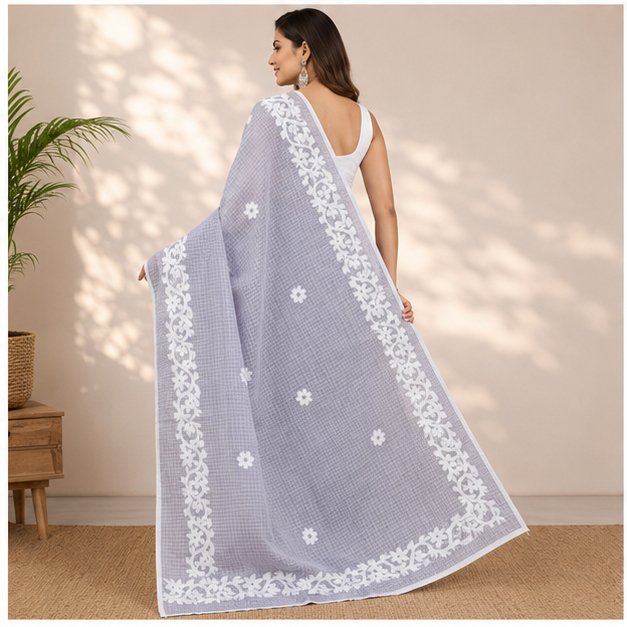 DHANIAKHALI TAANT APPLICK SAREE - View 4