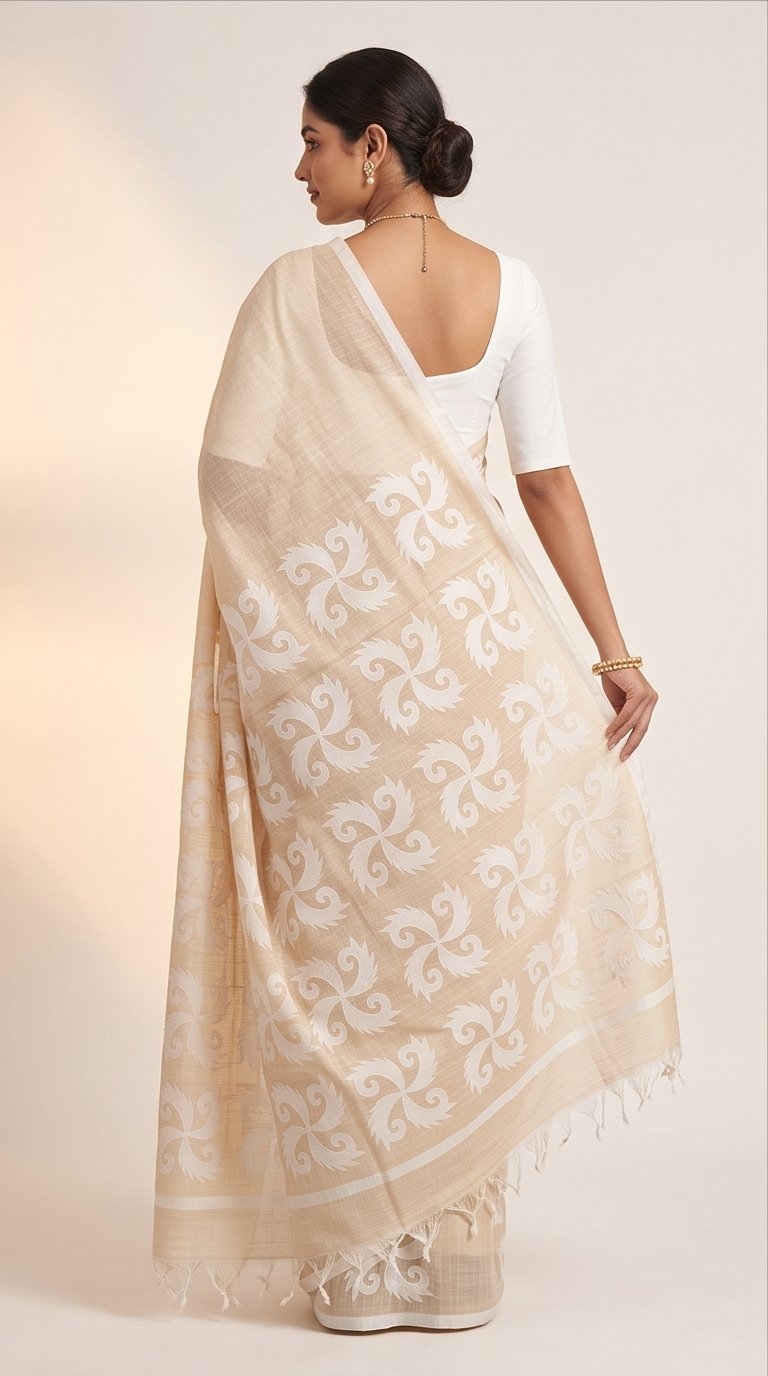 CUT WORK ON DHANIAKHALI SAREE - View 2