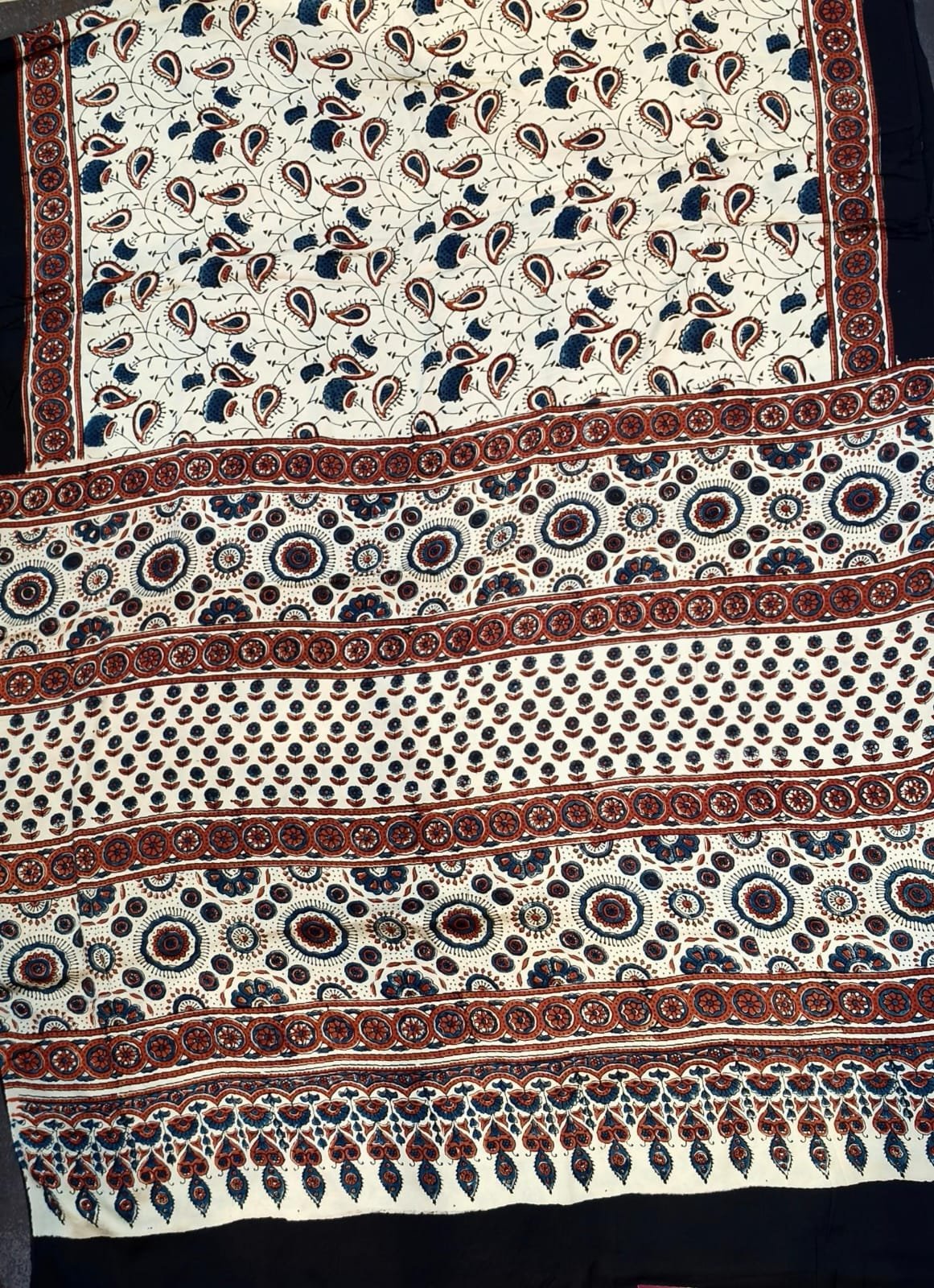 MODAL AJRAKH BLOCK PRINT SAREE(3) - View 5
