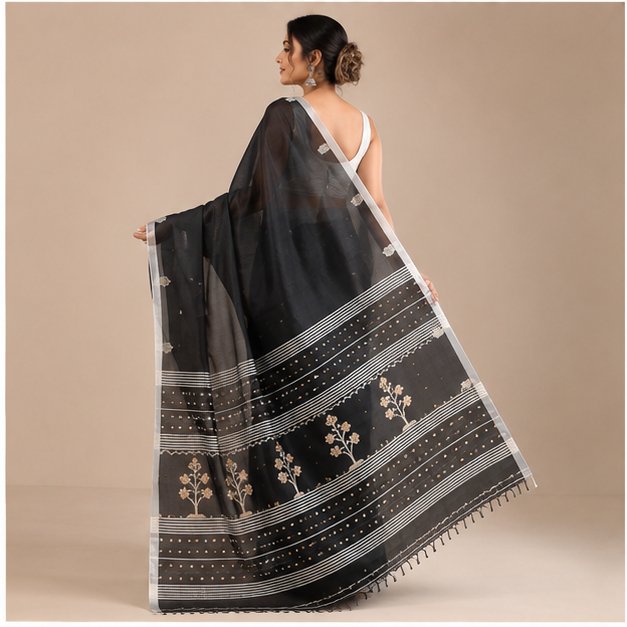 COTTON JAMDANI HANDWOVEN SAREE - View 2