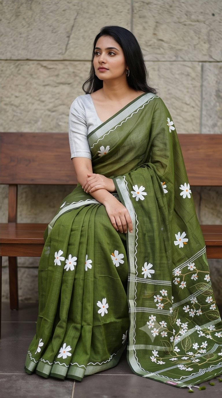 SHIULI HAND PAINT SAREE - View 5