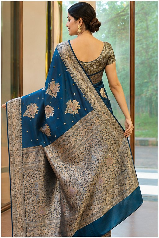 BANARASI  SEMI SILK BUTTA SAREE - View 2