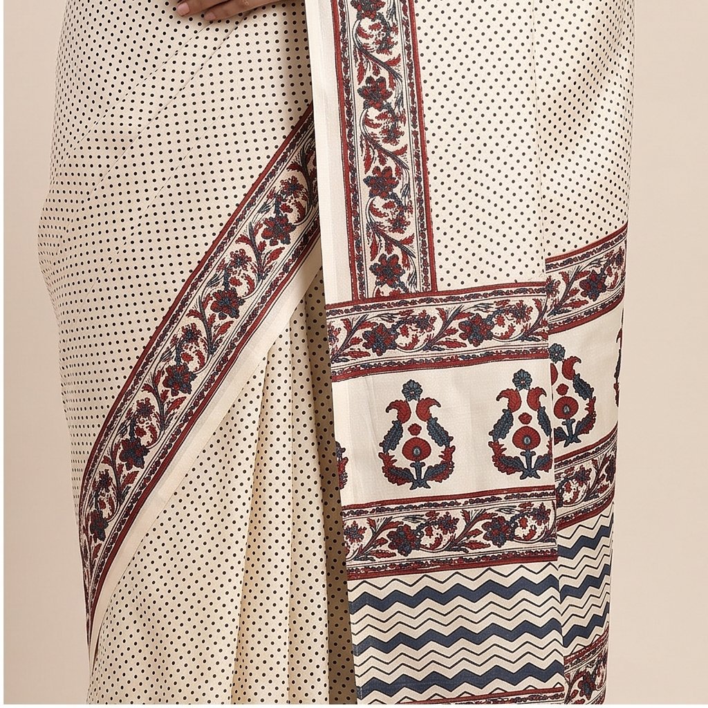 SEMI SILK AJRAKH PRINTED SAREE - View 4