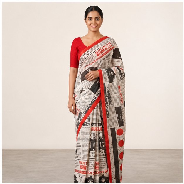 MOLMOL NEWS PAPER SAREE
