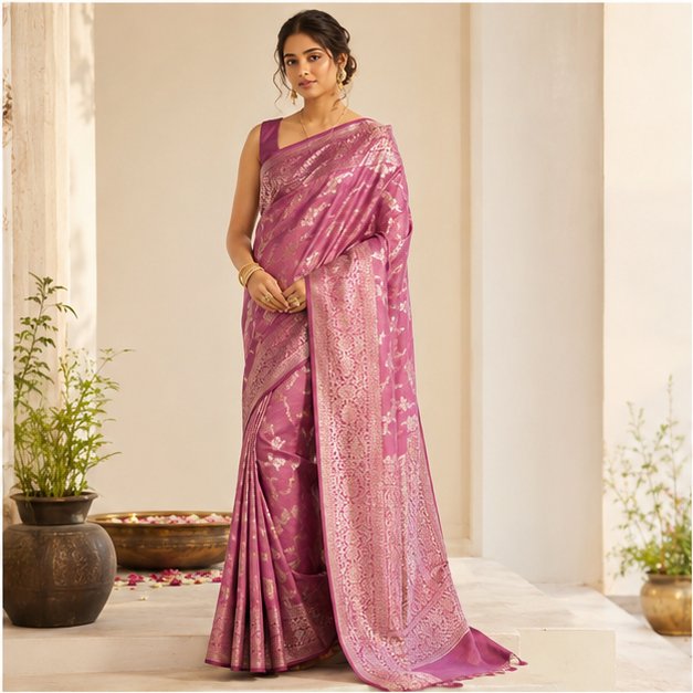BANARASI WORK MUNGA ZARI BUTTA SAREE