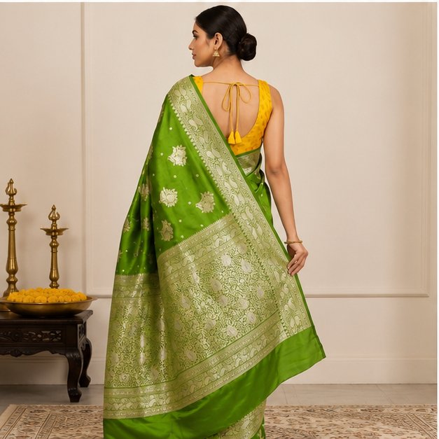 BANARASI WORKED SEMI SILK SAREE(butta) - View 4