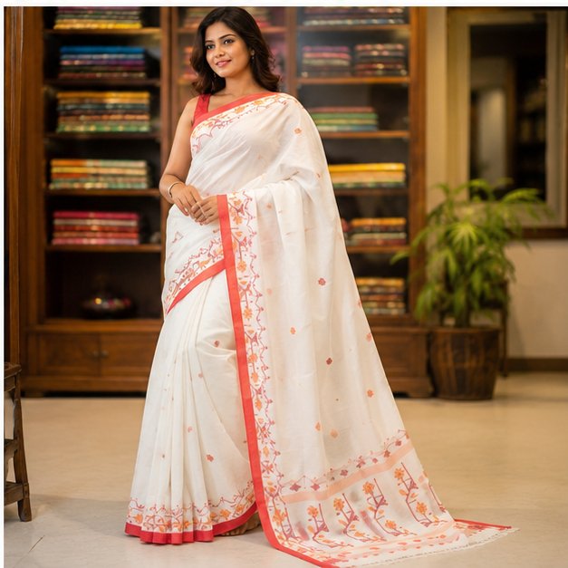 HANDWOVEN COTTON JAMDANI SAREE