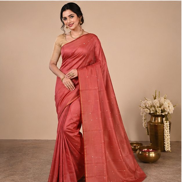 TUSSAR SAREE WITH HANDWORK