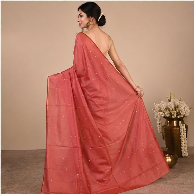 TUSSAR SAREE WITH HANDWORK - View 4