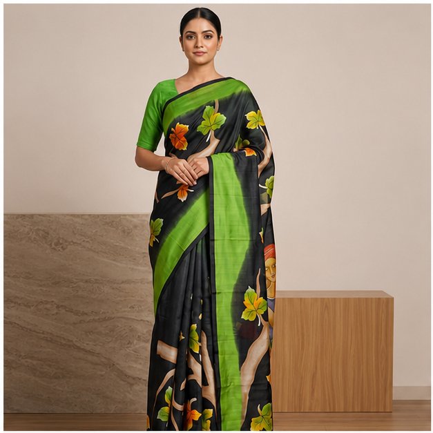 PURE SILK HAND PAINTED SAREE