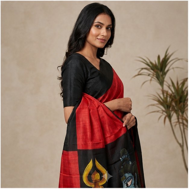 PURE SILK HAND PAINTED SAREE