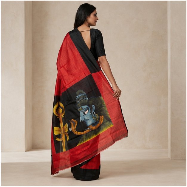 PURE SILK HAND PAINTED SAREE - View 3