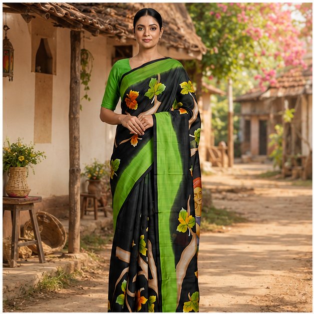 PURE SILK HAND PAINTED SAREE