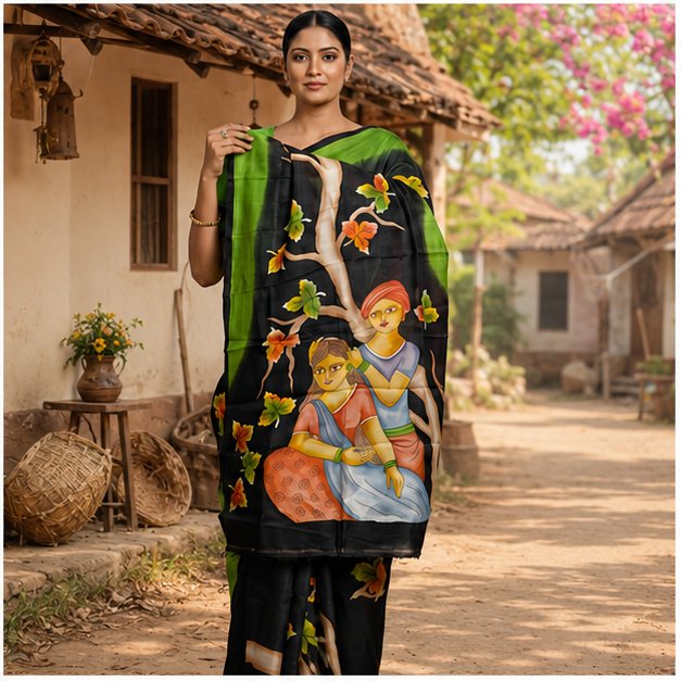 PURE SILK HAND PAINTED SAREE - View 2