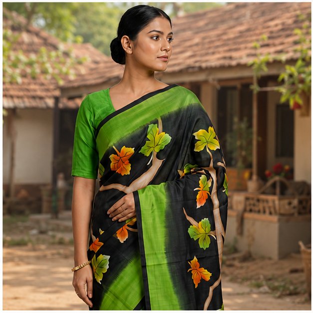 PURE SILK HAND PAINTED SAREE - View 3