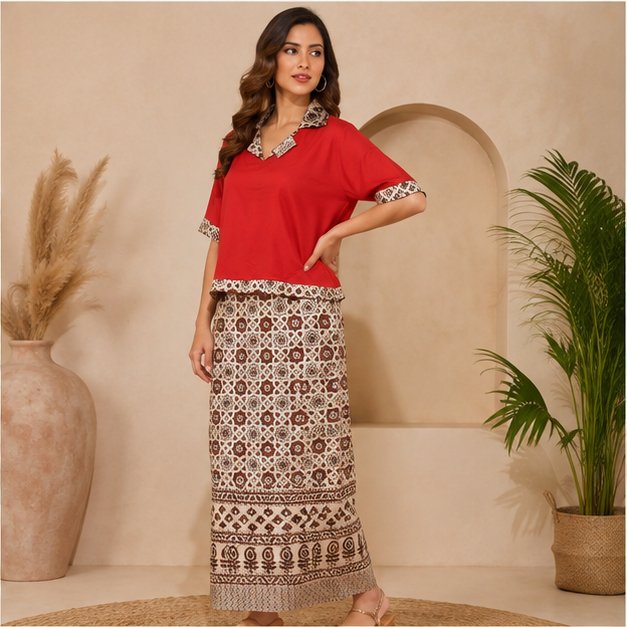 MODAL PENCIL SKIRT TOP SET - View 4