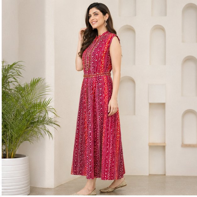 MAROON - RED FROCK DRESS - View 4