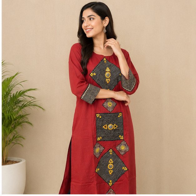 MIRROR WORK KURTI - View 4