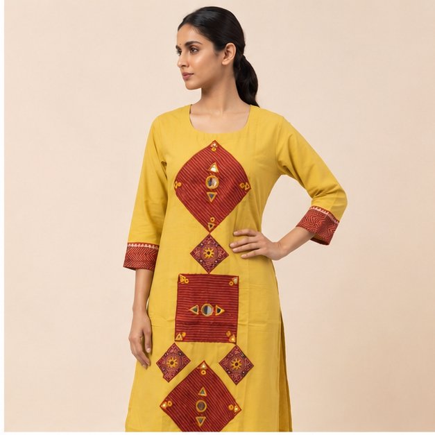MIRROR WORK KURTI - View 8