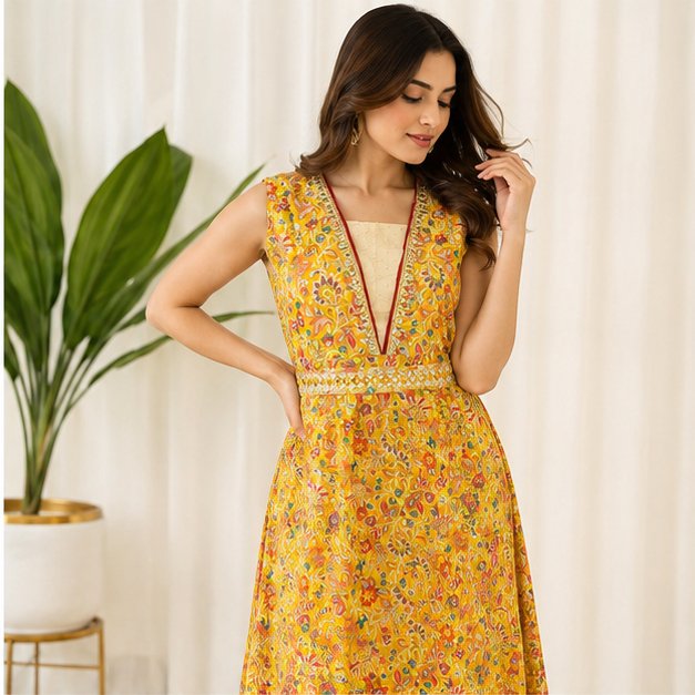 A LINE DRESS WITH BELT - View 4
