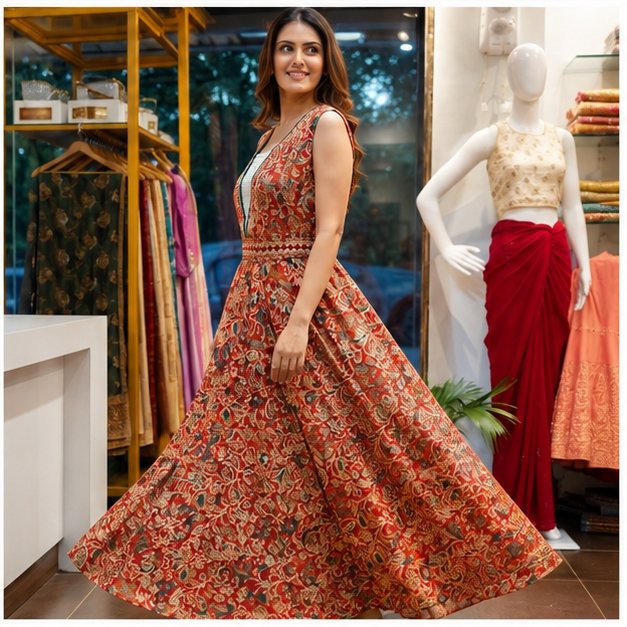 A LINE DRESS WITH BELT - View 6