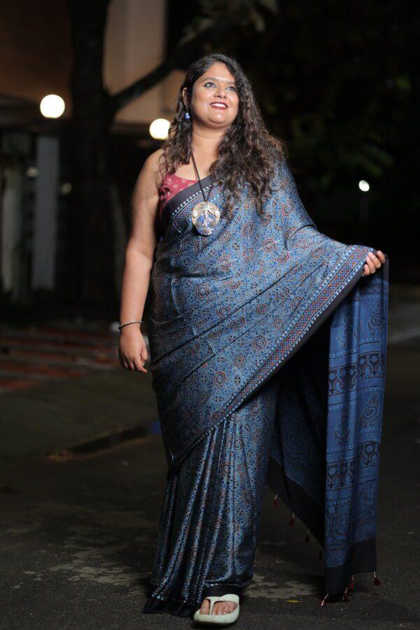 Modal Ajrakh Saree - Image 3