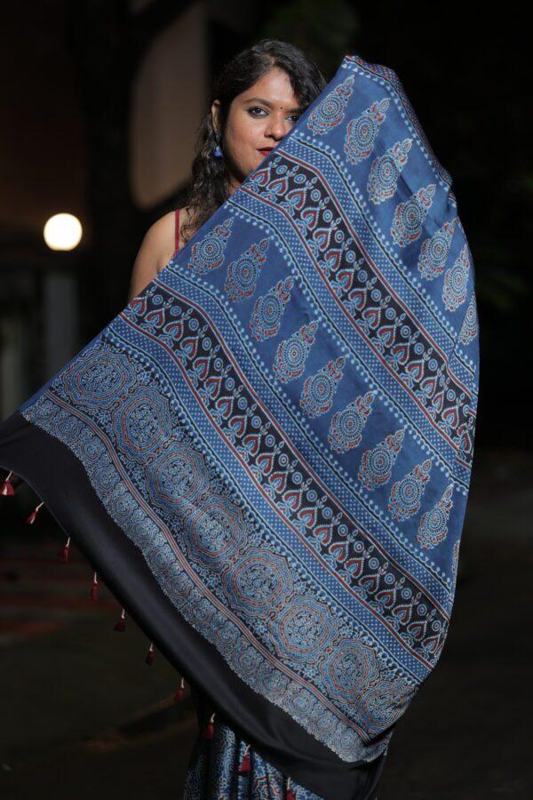 Modal Ajrakh Saree - Image 6