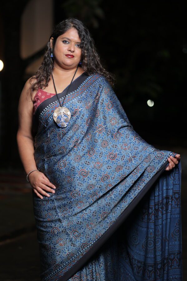 Modal Ajrakh Saree - Image 5