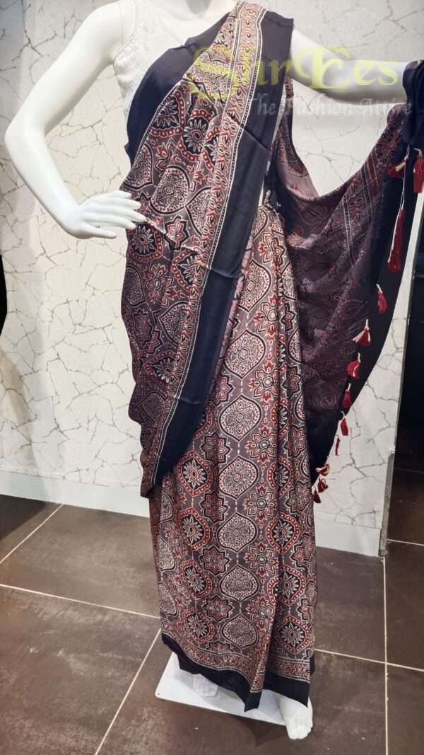 Modal Ajrakh Saree - Image 2