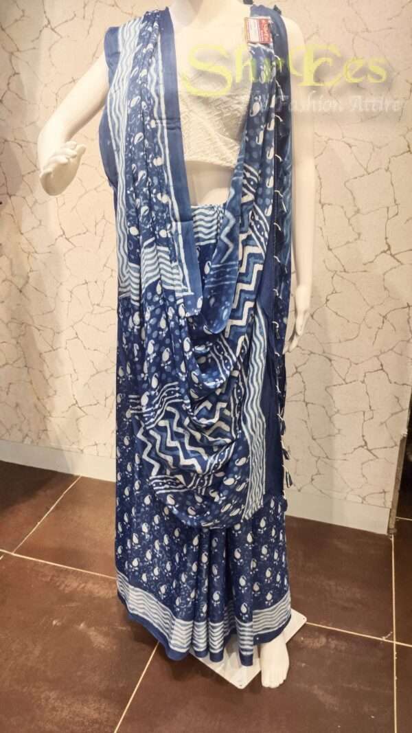 Premium Indigo Dabu Handblock Modal Silk