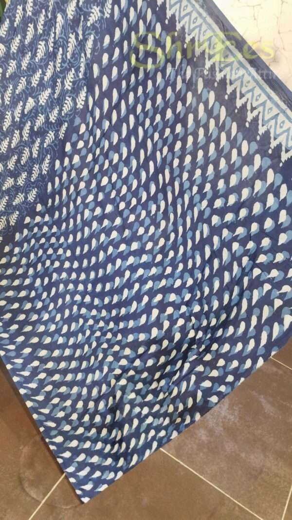 Indigo Modal Silk Saree – Hand‑Block Dabu Print - Image 2
