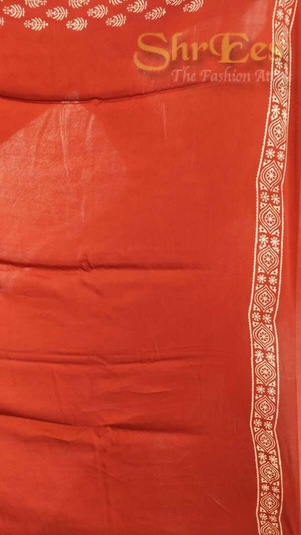 Crimson Maroon Hand‑Block Modal Silk Festive Saree - Image 3
