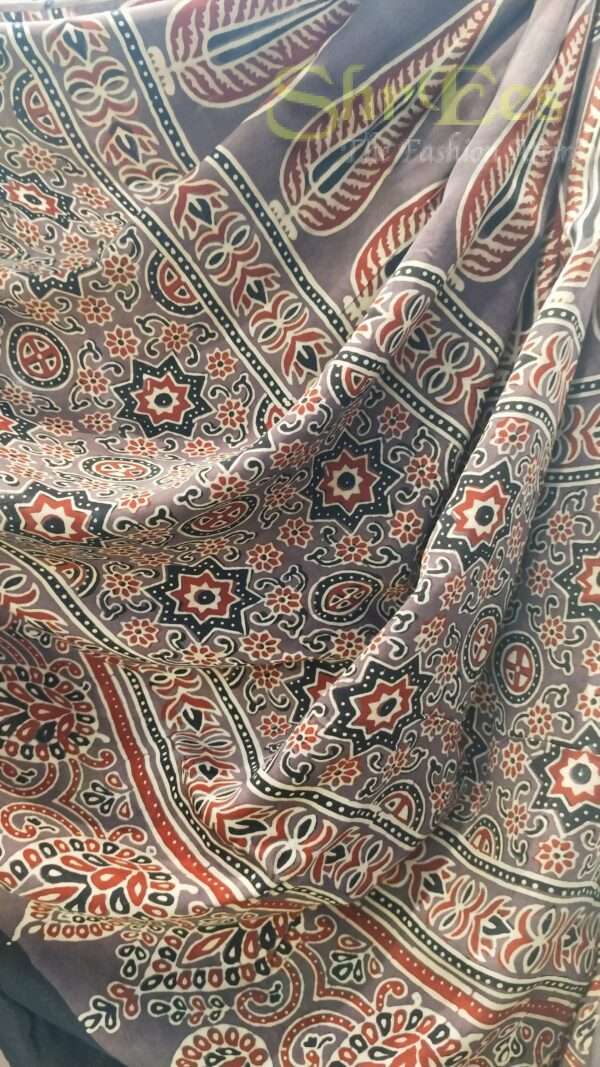 Modal Ajrakh Saree - Image 3